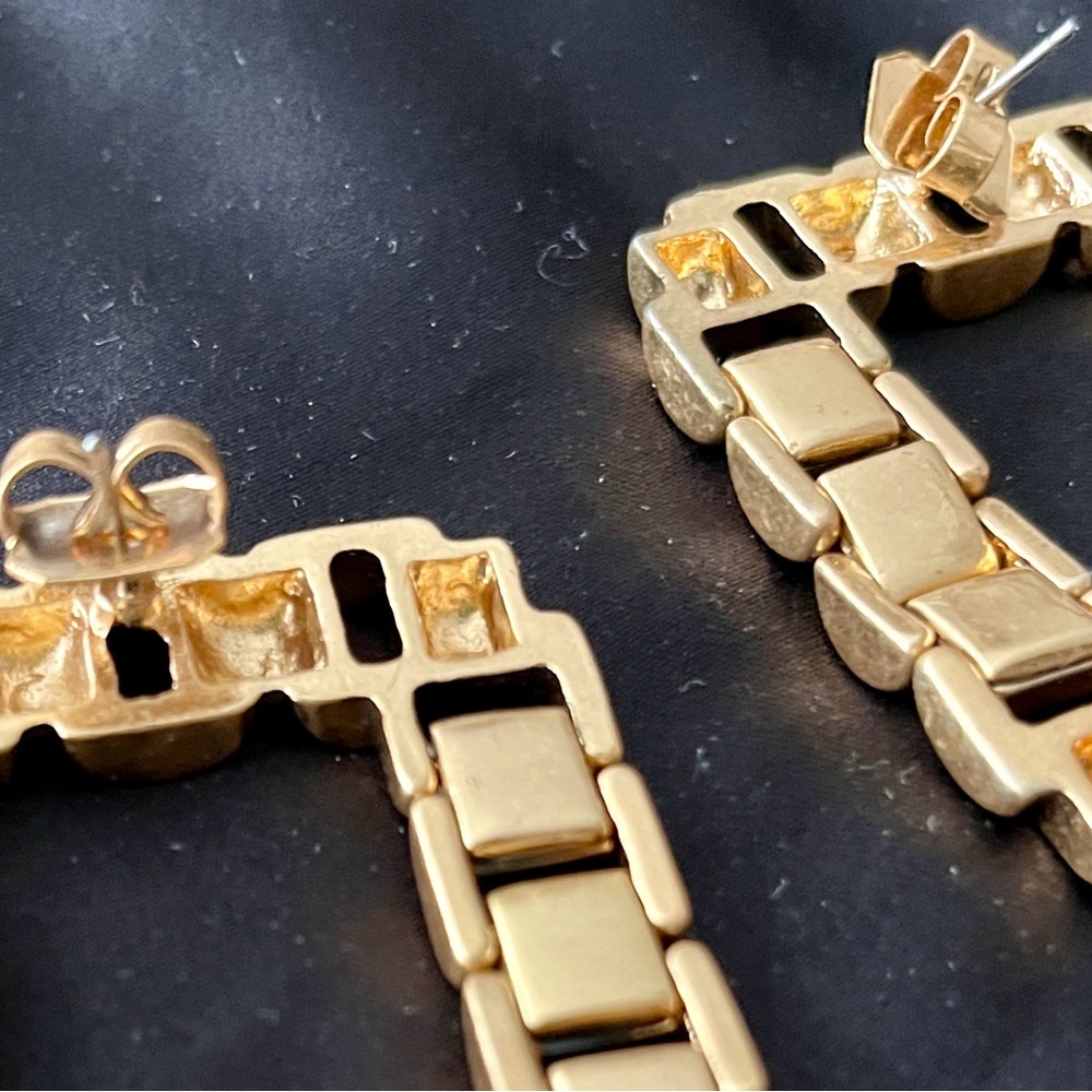 Uterqe Gold Rectangular Chain-Link Drop Earrings - image 2